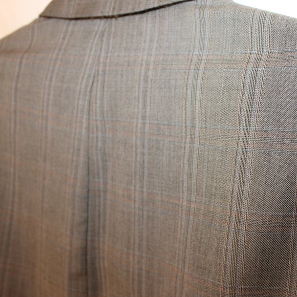 MEN BROWN PLAID MICHAEL KORS BLAZER PANTS SUIT SIZE 42R 100% WOOL ROLLED CUFFS - Picture 9 of 13